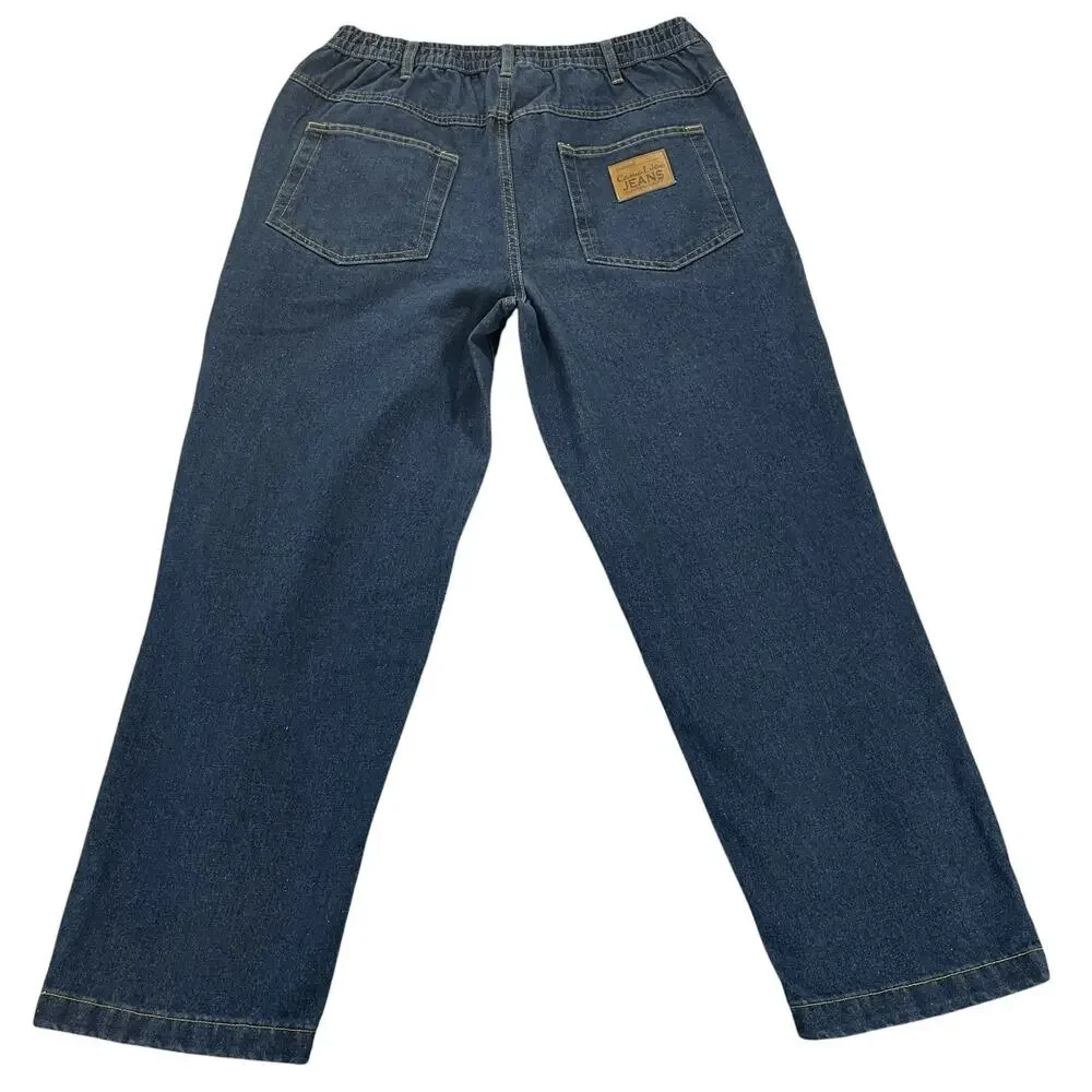 Vintage Haband Casual Joe Jeans Mens Fit 32x26 (34 Tag) Blue Denim Elastic Waist